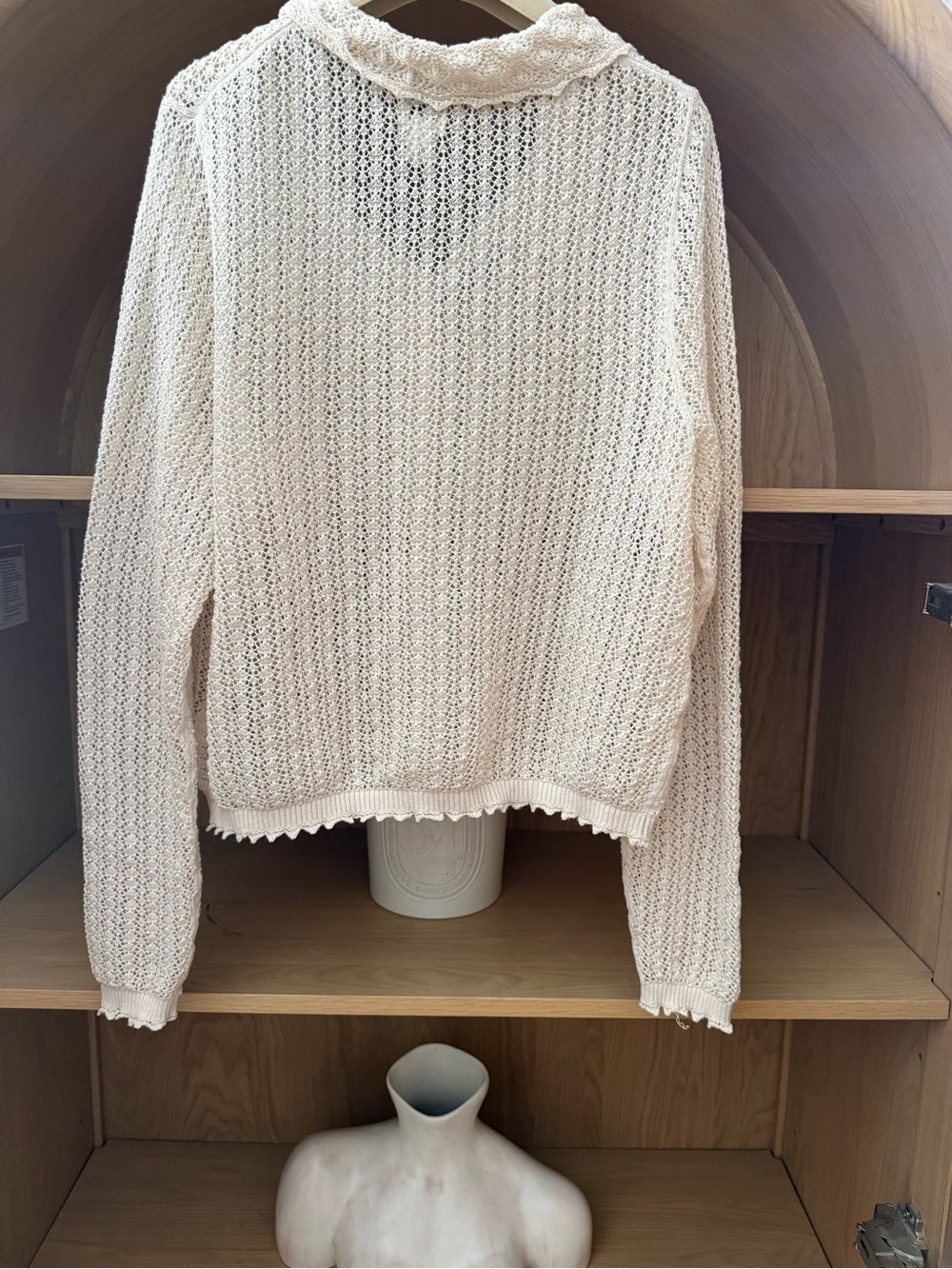 Gap × DÔEN Linen-Blend Pointelle Cardigan - L - Picture 3 of 6